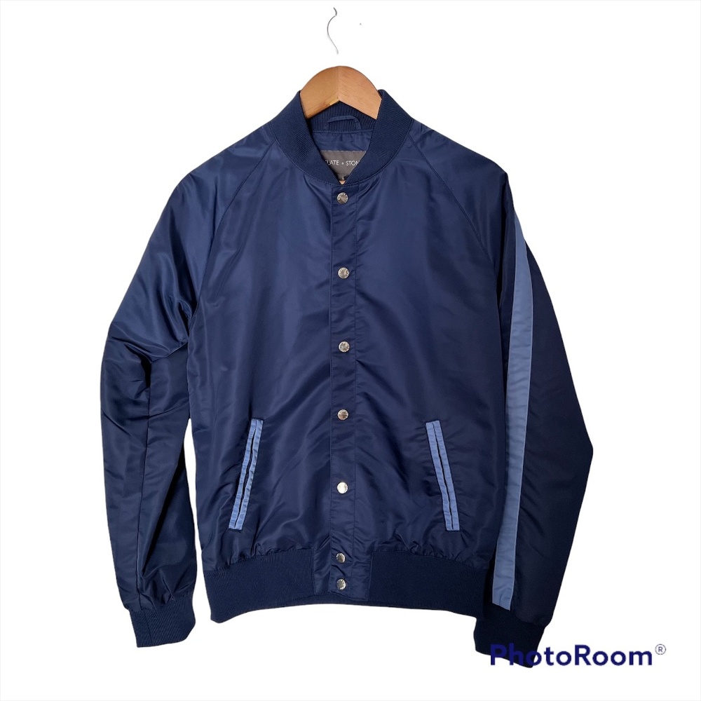 NWT Slate & Stone Navy Striped Raglan Varsity/Baseball Jacket